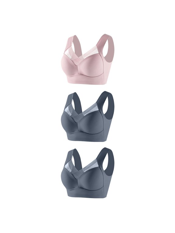 YWDJ Plus Size Everyday Bras for Women Full Coverage Soft 3 Pack Pull on Push up Wireless Comfort Straps Support Lace Bralette Breathable Soft Bra for All Shapes Sagging Breasts XL
