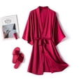 thumbnail image 1 of YWDJ Plus Size Pajamas for Women Satin Silk Pajamas Women Nightdress Lingerie Robes Underwear Sleepwear Sexy Red XL, 1 of 6