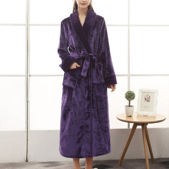 YWDJ Plus Size Robe Pajamas for Women Winter Warm Nightgown Couple Bath Men Fall Winter Nightgown Towel Robe Fluffy Robe Spa Robe for Women for Valentines Day Anniversary Wedding Honeymoon Purple M