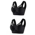 thumbnail image 1 of YWDJ Plus Size Strapless Bras for Women 2 Pack Pullover Sleep Bras No Wires Comfy Bras Wide Strap Full Coverage Push up Wrap Lounge Bras Padded Plus Size Lace Comfortable Bras Solid Bras Black L, 1 of 3