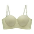 thumbnail image 1 of YWDJ Plus Size Strapless Bras for Women Comfortable Bras No Wires Bras Adjustable Straps Half Cup Push up Wrap Sleep Bras Padded Bras Solid Comfy Bras Green L, 1 of 8