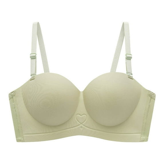 YWDJ Plus Size Strapless Bras for Women Comfortable Bras No Wires Bras Adjustable Straps Half Cup Push up Wrap Sleep Bras Padded Bras Solid Comfy Bras Green L