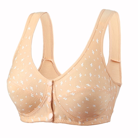 YWDJ Plus Size Strapless Bras for Women Front Closure Comfortable Bras No Underwire Bras Adjustable Straps Full Coverage Push up Wrap Sleep Bras Padded Plus Size Lace Comfort Bras Bras Beige L
