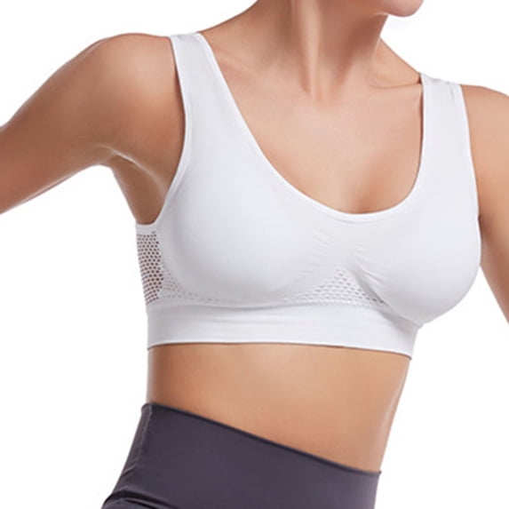 YWDJ Plus Size Strapless Bras for Women Pullover No Wires Wide Strap Full Coverage Bras Low Support Backless Padded Plus Size Mesh Bras Comfort Hollow Wrap Bras White L