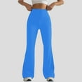 thumbnail image 1 of YWDJ Plus Size Yoga Pants for Women Bootcut Tall Mid Waist Gym Leggings Full Length Summer Pants Curvy Casual Long Flare Vacation Pants Pull on Solid Lightweight Comfy Blue S Breathable Beach Pants, 1 of 6