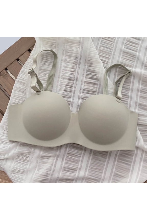 YWDJ Push up Bras for Women Back Closures Comfortable Bras Wireless Bras Wide Strap Half Cup Seamless Sleep Bras Padded Comfortable Bras Wrap Solid Comfy Bras Green L