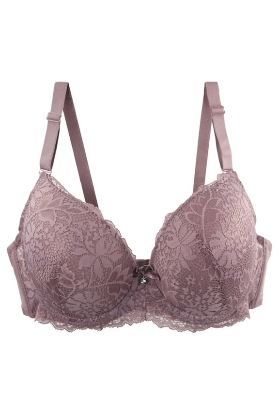 YWDJ Push up Bras for Women Back Closures Comfy Bras Wireless Lounge Bras Adjustable Straps Half Cup Wrap Comfortable Bras Padded Plus Size Lace Bras Bras Pink L