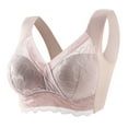 thumbnail image 1 of YWDJ Push up Bras for Women Closure in Back Comfy Bras Wireless Lounge Bras Wide Strap Full Coverage Wrap Comfortable Bras Padded Plus Size Lace Bras Solid Bras Pink L, 1 of 3