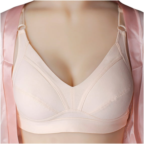 YWDJ Push up Bras for Women Closure in Back Lounge Bras Wirefree Comfortable Bras Adjustable Straps Full Coverage Wrap Bras Padded Lace Comfort Bras Solid Sleep Bras Khaki 95