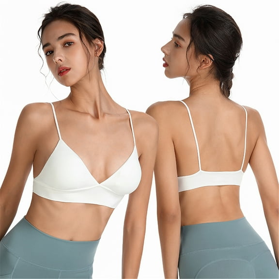 YWDJ Push up Bras for Women Closure in Back Lounge Bras Wirefree Comfortable Bras Spaghetti Straps Half Cup Seamless Bras Padded Plus Size Bras Wrap Sleep Bras White L