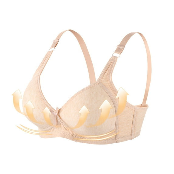 YWDJ Push up Bras for Women Comfy Bras Wireless Lounge Bras Adjustable Straps Half Cup Wrap Comfortable Bras Padded Plus Size Comfy Bras Solid Bras Beige 3XL
