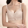 thumbnail image 1 of YWDJ Push up Bras for Women Front Close Lounge Bras No Wire Comfortable Bras Wide Strap Full Coverage Wrap Bras Padded Lace Comfy Bras Sleep Bras Beige 36, 1 of 4