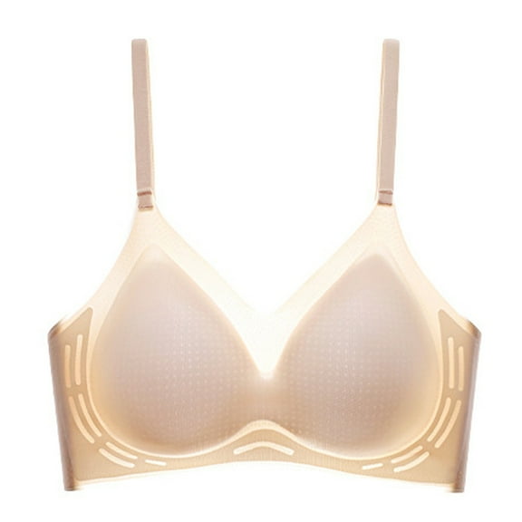 YWDJ Push up Bras for Women Lounge Bras Size Small No Wires Comfortable Bras Adjustable Straps Half Cup Wrap Bras Padded Comfortable Bras Solid Sleep Bras Beige S