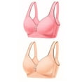 thumbnail image 1 of YWDJ Push up Bras for Women Plus Size 2 Pack Closure in Back Comfortable Bras No Wires Bras Spaghetti Straps Half Cup Hollow Sleep Bras Padded Comfortable Bras Wrap Comfy Bras Pink XL, 1 of 2