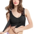 thumbnail image 1 of YWDJ Push up Bras for Women Plus Size 3 Pack Front Closure Bras No Wire Sleep Bras Wide Strap Full Coverage Cross Comfy Bras Padded Lace Comfy Bras Wrap Lounge Bras Black M, 1 of 6