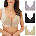 thumbnail image 1 of YWDJ Push up Bras for Women Plus Size 3 Pack Front Closure Comfy Bras No Wires Lounge Bras Wide Strap Full Coverage Wrap Comfortable Bras Padded Plus Size Comfort Bras Solid Bras Blue 3XL, 1 of 9