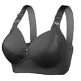 thumbnail image 1 of YWDJ Push up Bras for Women Plus Size Back Closures Lounge Bras No Wire Comfortable Bras Wide Strap Full Coverage Wrap Bras Padded Lace Bras Button Sleep Bras Black L, 1 of 3