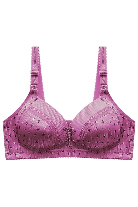 YWDJ Push up Bras for Women Plus Size Back Closures Sleep Bras No Wires Comfy Bras Adjustable Straps Half Cup Wrap Lounge Bras Padded Comfortable Bras Comfortable Bras Purple S