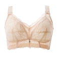 thumbnail image 1 of YWDJ Push up Bras for Women Plus Size Closure in Back Comfy Bras No Wire Lounge Bras Wide Strap Full Coverage Hollow Comfortable Bras Padded Plus Size Comfortable Bras Wrap Bras Khaki 38B, 1 of 4