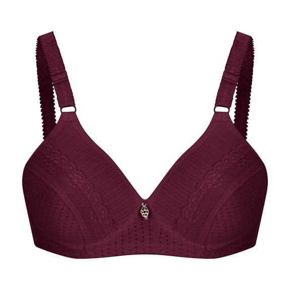 YWDJ Push up Bras for Women Plus Size Comfortable Bras No Underwire Bras Adjustable Straps Half Cup Wrap Sleep Bras Padded Comfy Bras Comfy Bras Wine M