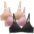 thumbnail image 1 of YWDJ Push up Bras for Women Plus Size Padded 3 Pack Closure in Back Bras Size Small Wireless Sleep Bras Adjustable Straps Half Cup Wrap Comfy Bras Padded Comfy Bras Solid Lounge Bras Black L, 1 of 1