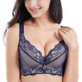 thumbnail image 1 of YWDJ Push up Bras for Women Plus Size Padded Back Closures Sleep Bras No Wires Comfy Bras Adjustable Straps Full Coverage Wrap Lounge Bras Padded Lace Comfy Bras Solid Comfortable Bras Blue 36/80B, 1 of 1