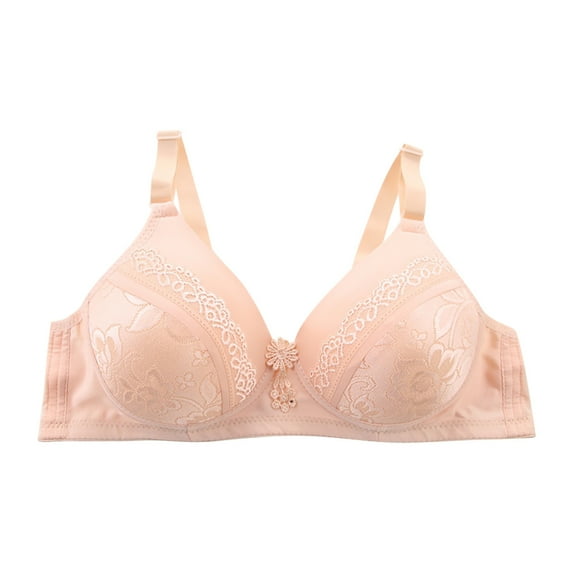YWDJ Push up Bras for Women Plus Size Padded Bras No Wire Sleep Bras Adjustable Straps Full Coverage Wrap Comfy Bras Padded Comfy Bras Lounge Bras Beige L