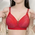 thumbnail image 1 of YWDJ Push up Bras for Women Plus Size Padded Closure in Back Comfy Bras Wireless Lounge Bras Adjustable Straps Full Coverage Wrap Comfortable Bras Padded Lace Comfy Bras Solid Bras Red 95, 1 of 4