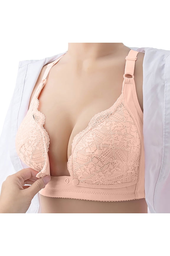 YWDJ Push up Bras for Women Plus Size Padded Front Close Lounge Bras Wireless Comfortable Bras Spaghetti Straps Full Coverage Wrap Bras Padded Lace Comfy Bras Solid Sleep Bras Beige XL