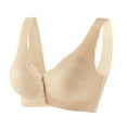 thumbnail image 1 of YWDJ Push up Bras for Women Plus Size Padded Front Closure Bras Wirefree Sleep Bras Wide Strap Full Coverage Hollow Comfy Bras Padded Plus Size Comfy Bras Wrap Lounge Bras Khaki 2XL, 1 of 2