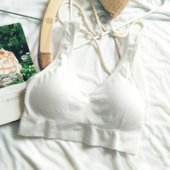 YWDJ Push up Bras for Women Plus Size Pullover Sleep Bras Wirefree Comfy Bras Wide Strap Full Coverage Sports Bras Low Support Wrap Workout Bras Padded Gym Bras Solid Bras White L