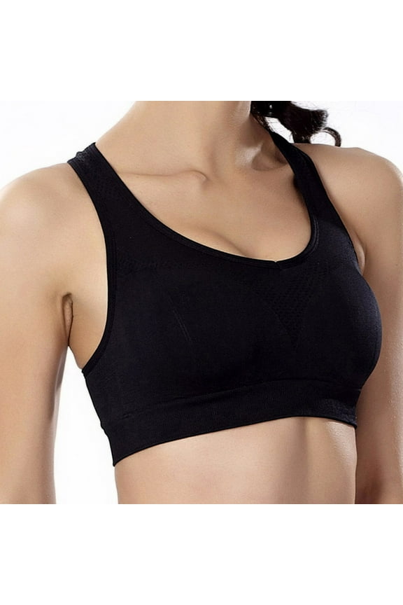 YWDJ Push up Bras for Women Plus Size Pullover Workout Bras No Wires Gym Bras Wide Strap Full Coverage Yoga Bras Low Support Hollow Lounge Bras Padded Mesh Sleep Bras Comfort Wrap Solid Bras Black S
