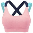 thumbnail image 1 of YWDJ Push up Bras for Women Plus Size Pullover Yoga Bras Wireless Lounge Bras Wide Strap Full Coverage Sleep Bras Low Support Cross Comfy Bras Padded Sports Bras Comfortable Wrap Solid Bras Pink L, 1 of 3
