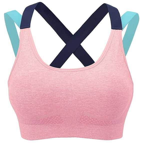 YWDJ Push up Bras for Women Plus Size Pullover Yoga Bras Wireless Lounge Bras Wide Strap Full Coverage Sleep Bras Low Support Cross Comfy Bras Padded Sports Bras Comfortable Wrap Solid Bras Pink L