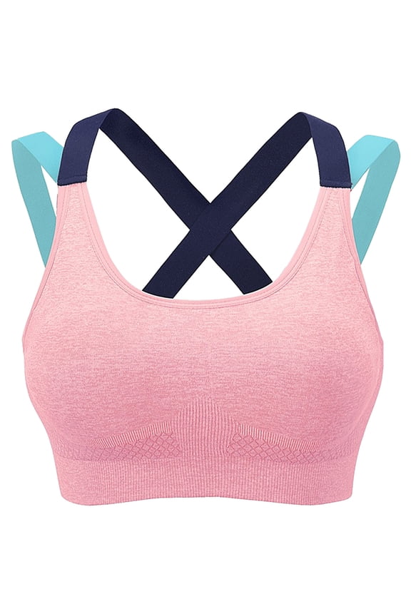 YWDJ Push up Bras for Women Plus Size Pullover Yoga Bras Wireless Lounge Bras Wide Strap Full Coverage Sleep Bras Low Support Cross Comfy Bras Padded Sports Bras Comfortable Wrap Solid Bras Pink L