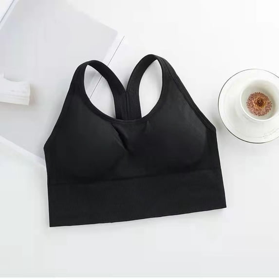 YWDJ Push up Bras for Women Plus Size Sports Bras No Underwire Workout Bras Spaghetti Straps Full Coverage Bras Low Support Racerback Bras Padded Plus Size Bras Comfortable Wrap Solid Bras Black S