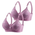 thumbnail image 1 of YWDJ Push up Bras for Women Plus Size Wide Back Wide Strap 2 Pack Back Closures Bras No Wire Sleep Bras Adjustable Straps Half Cup Wrap Bras Padded Plus Size Comfort Bras Solid Bras Purple 2XL, 1 of 3