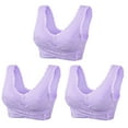 thumbnail image 1 of YWDJ Push up Bras for Women Plus Size Wide Back Wide Strap 3 Pack Front Closure Bras No Wire Sleep Bras Full Coverage Cross Comfy Bras Padded Plus Size Lace Comfortable Bras Wrap Bras Purple 2XL, 1 of 5