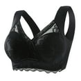 thumbnail image 1 of YWDJ Push up Bras for Women Plus Size Wide Back Wide Strap Back Closures Comfortable Bras No Underwire Bras Full Coverage Wrap Sleep Bras Padded Plus Size Lace Bras Solid Bras Black 5XL, 1 of 3