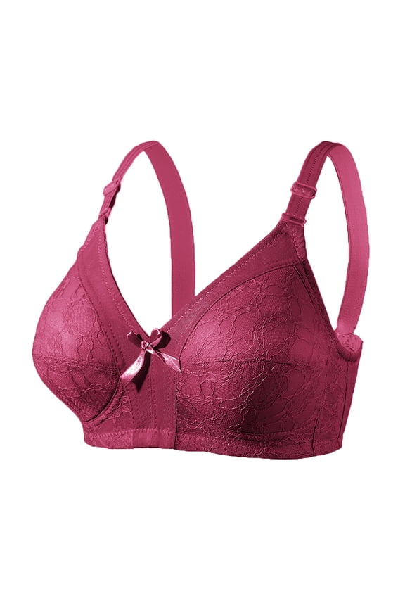 YWDJ Push up Bras for Women Plus Size Wide Back Wide Strap Back Closures Comfy Bras No Underwire Lounge Bras Full Coverage Wrap Comfortable Bras Padded Lace Bras Button Bras Pink XL