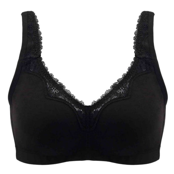YWDJ Push up Bras for Women Plus Size Wide Back Wide Strap Back Closures Lounge Bras No Wires Comfortable Bras Full Coverage Wrap Bras Padded Plus Size Comfort Bras Sleep Bras Black 100F