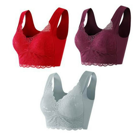 YWDJ Push up Bras for Women Plus Size Wide Back Wide Strap Back Closures Sleep Bras Size Small No Wires Comfy Bras Full Coverage Wrap Lounge Bras Padded Plus Size Lace Comfort Bras Solid Bras Gray 4XL