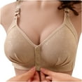 thumbnail image 1 of YWDJ Push up Bras for Women Plus Size Wide Back Wide Strap Back Closures Sleep Bras No Wires Comfy Bras Adjustable Straps Half Cup Wrap Lounge Bras Padded Lace Comfort Bras Solid Bras Beige 95, 1 of 3