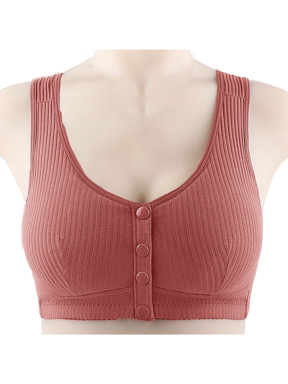 YWDJ Push up Bras for Women Plus Size Wide Back Wide Strap Front Close Comfortable Bras Wireless Bras Full Coverage Wrap Sleep Bras Padded Plus Size Comfortable Bras Solid Comfy Bras Brown XL