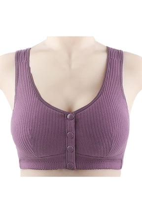 YWDJ Push up Bras for Women Plus Size Wide Back Wide Strap Front Close Comfy Bras No Wire Lounge Bras Full Coverage Wrap Comfortable Bras Padded Plus Size Comfortable Bras Solid Bras Purple XL
