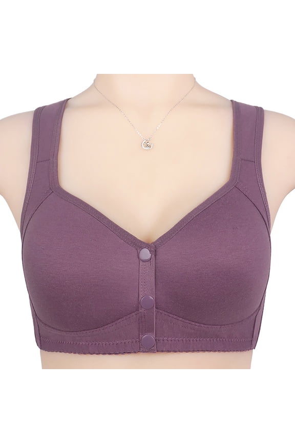 YWDJ Push up Bras for Women Plus Size Wide Back Wide Strap Front Closure Comfortable Bras Wirefree Bras Full Coverage Wrap Sleep Bras Padded Plus Size Comfy Bras Comfy Bras Purple 48