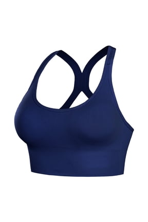 YWDJ Push up Bras for Women Plus Size Wide Back Wide Strap Lounge Bras Wirefree Comfortable Bras Spaghetti Straps Full Coverage Racerback Bras Padded Comfort Bras Wrap Sleep Bras Blue S