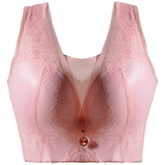 YWDJ Push up Bras for Women Plus Size Wide Back Wide Strap Pullover Comfy Bras Wireless Lounge Bras Full Coverage Wrap Comfortable Bras Padded Plus Size Bras Bras Pink L