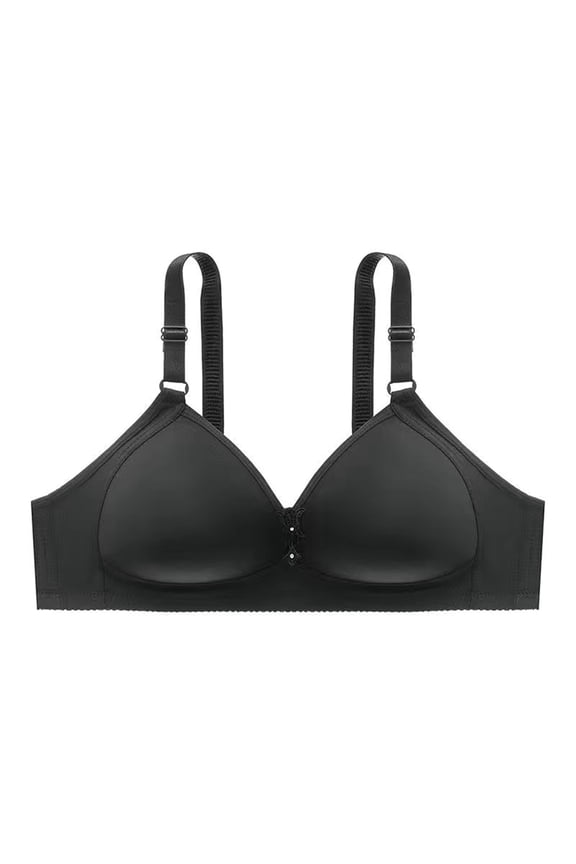 YWDJ Push up Bras for Women Plus Size Wide Back Wide Strap Sleep Bras Wirefree Comfy Bras Adjustable Straps Half Cup Wrap Lounge Bras Padded Plus Size Comfy Bras Solid Comfortable Bras Black XL