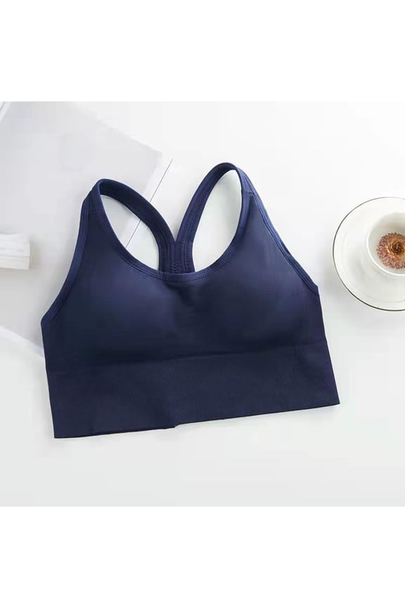 YWDJ Push up Bras for Women Plus Size Wide Back Wide Strap No Wires Spaghetti Straps Full Coverage Bras Low Support Racerback Padded Plus Size Bras Comfort Wrap Solid Bras Navy L